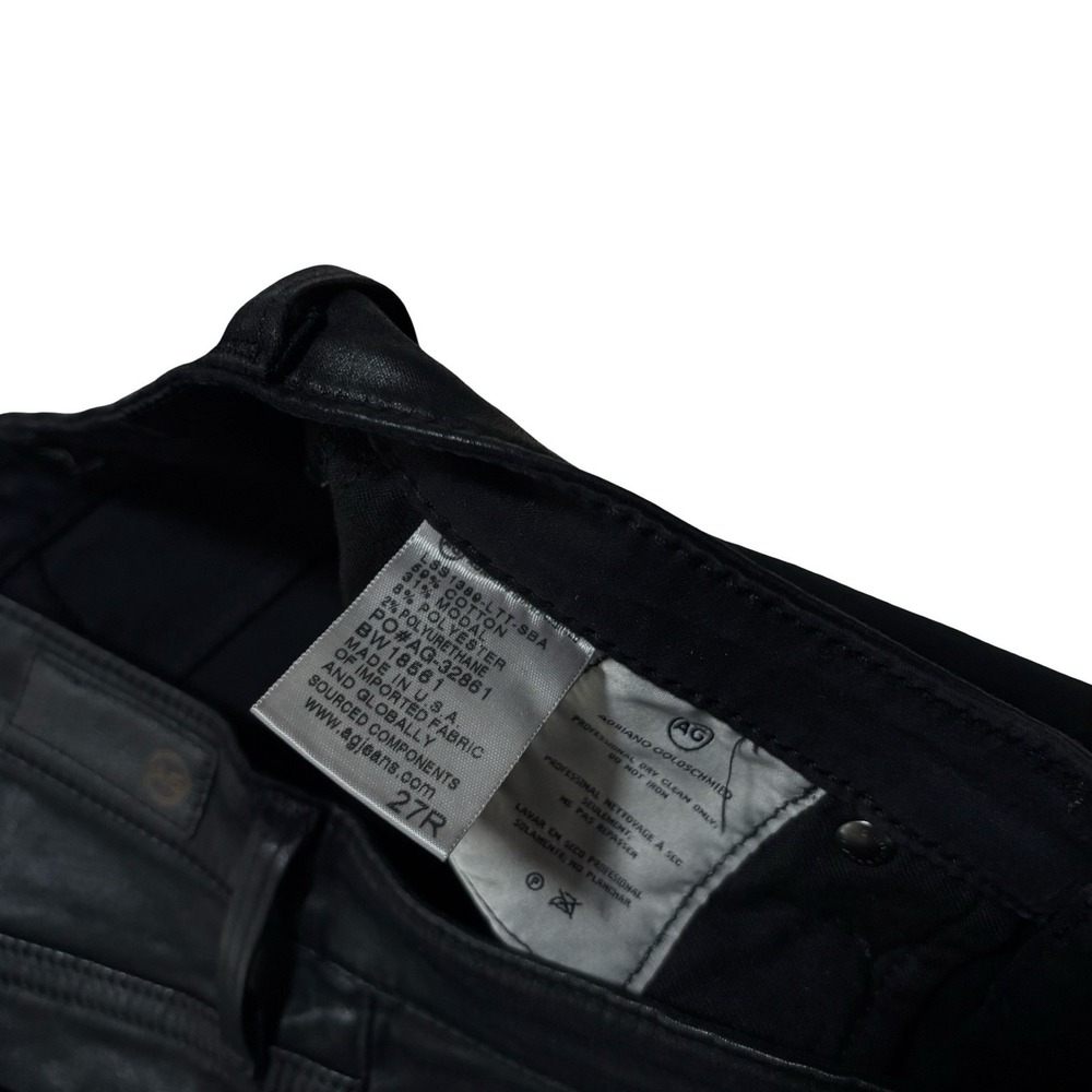 AG Jeans Leatherette Legging Ankle Black Coated Super Skinny Size 27R 27x29 - Picture 6 of 6